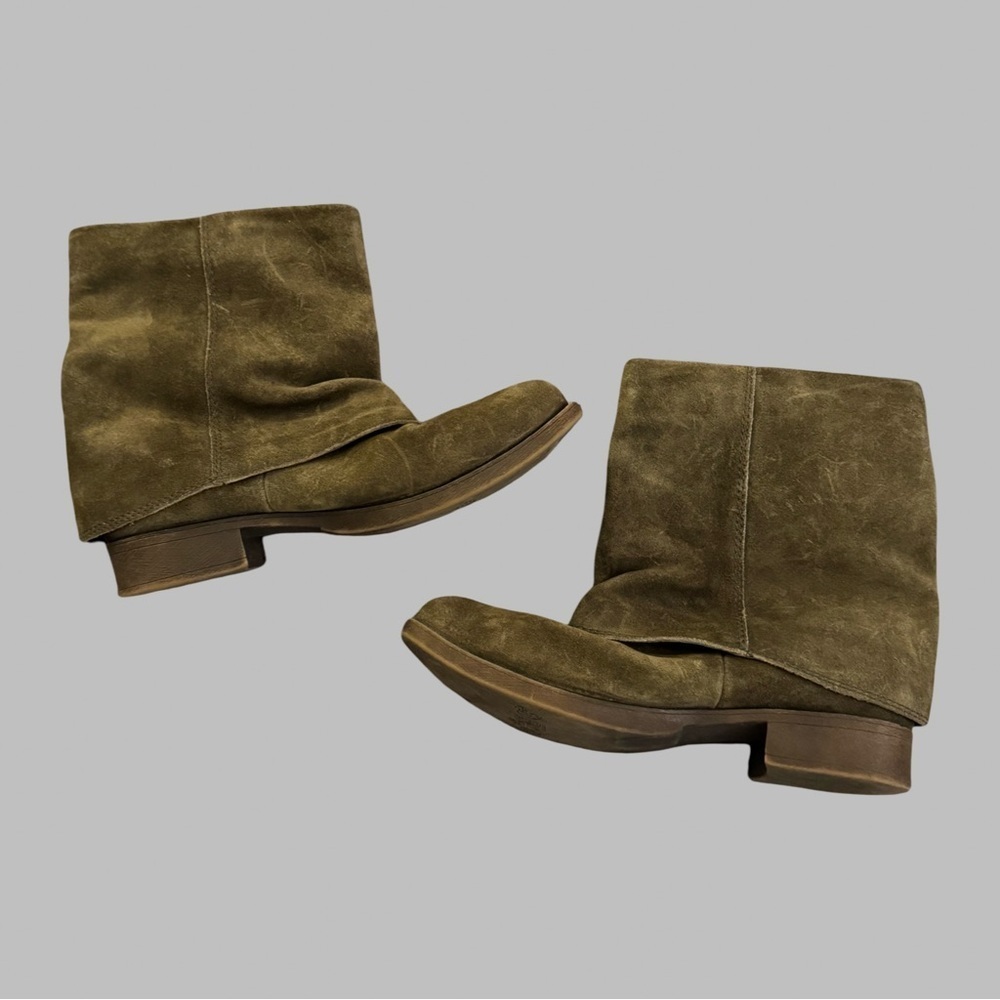 NINE WEST Women’s Thomasa Olive Green Suede Ankle Boots